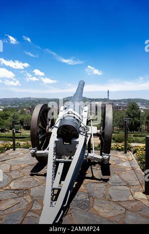 Canon bei Union Buildings in Pretoria, Südafrika. Stockfoto