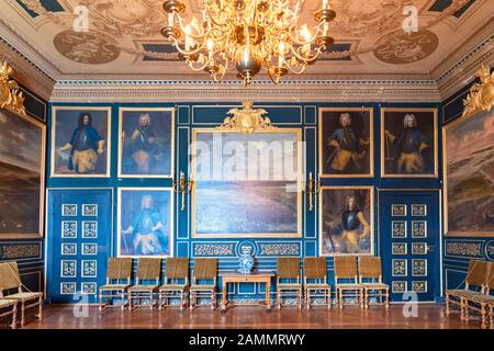 Stockholm, SCHWEDEN-JULI14.2019: Innenansicht des Drottningholm-Palastes in Stockholm, Schweden, es ist eine der Königlichen Schlösser Schwedens Stockfoto