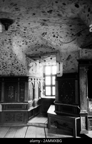 Gemach von Herzog Karl im Schloss Gripsholm, bei Stockholm, Schweden, 1969. Das Zimmer von Herzog Karl im Schloss Gripsholm, in der Nähe von Stockholm, Schweden, 1969. Stockfoto