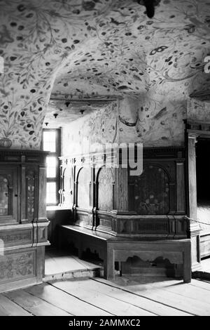 Gemach von Herzog Karl im Schloss Gripsholm, bei Stockholm, Schweden, 1969. Das Zimmer von Herzog Karl im Schloss Gripsholm, in der Nähe von Stockholm, Schweden, 1969. Stockfoto