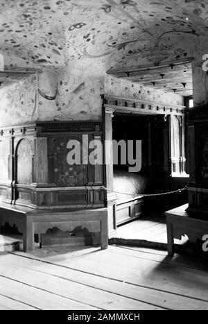 Gemach von Herzog Karl im Schloss Gripsholm, bei Stockholm, Schweden, 1969. Das Zimmer von Herzog Karl im Schloss Gripsholm, in der Nähe von Stockholm, Schweden, 1969. Stockfoto