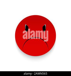 Wütend Emoji der roten Farbe isoliert auf weißem Hintergrund Stockfoto