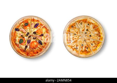 Pizza Teller DescriptionPizza ist ein Leckerbissen der italienischen Ursprungs, bestehend aus einem meist runde, flache Basis von gesäuerten Weizen-basierte Teig überstieg wit Stockfoto