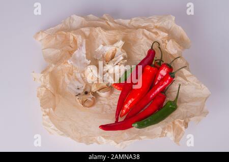 Haufen, wenn Paprika auf Pergament. Stockfoto