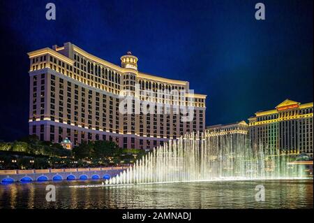 Das Bellagio ist ein Resort, Luxushotel und Casino am Las Vegas Strip im Paradise, Nevada. Stockfoto