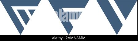 Set mit geometrischem Dreieck mit F V-Logo. IT-Geschäftsidentitätskonzept. Kreative Unternehmensvorlage. Darstellung des Vektors isoliert Stock Vektor