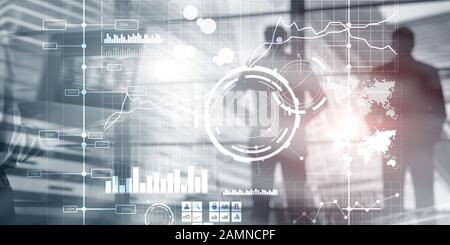 Display Interface Intelligence Dashboard und Charts. Finanzkennzahlen Stockfoto