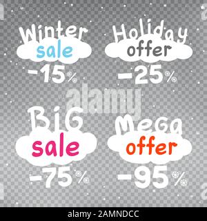 Winter Sale Discount Aufkleber Set Stock Vektor