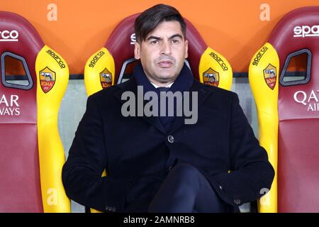 Roma, Italien. Januar 2020. Italienische Serie A. As Roma vs. FC Juventus. Paulo Fonseca Cheftrainer von As Roma . Stockfoto