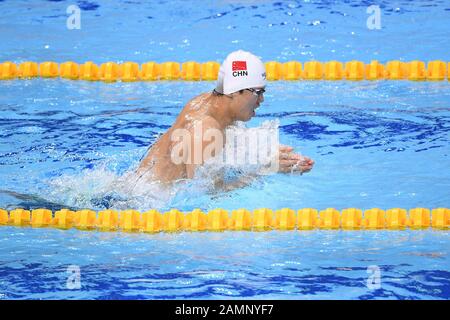 Shenzhen, Chinas Provinz Guangdong. Januar 2020. Wang Shun aus China tritt beim 200-m-Medley-Finale der FINA Champions Swim Series 2020 in Shenzhen, Südchina Guangdong Provinz, 14. Januar 2020 an. Kredit: Liang Xu/Xinhua/Alamy Live News Stockfoto