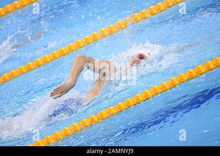 Shenzhen, Chinas Provinz Guangdong. Januar 2020. Sun Yang aus China tritt beim 200-m-Freistil-Finale der FINA Champions Swim Series 2020 in Shenzhen, Südchina Guangdong Provinz, 14. Januar 2020 an. Kredit: Liang Xu/Xinhua/Alamy Live News Stockfoto