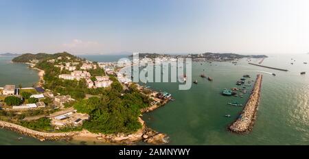 Luftpanorama auf der Insel Cheung Chau in Hongkong Stockfoto