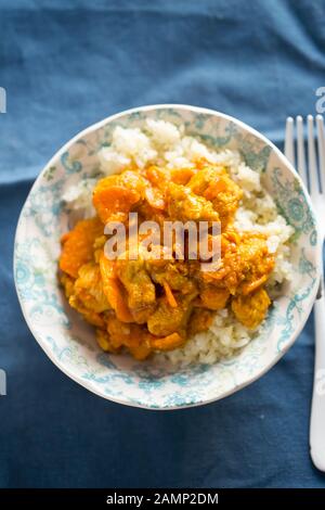 Türkei, Kürbiscurry mit Reis Stockfoto