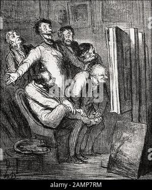 Karikatur von Honoré-Victorin Daumier zur Kunstkritik Stockfoto