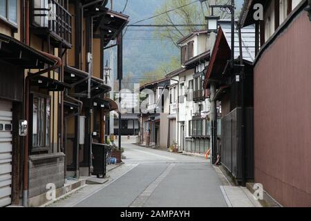 Furukawa-Dorf in Hida, Präfektur Gifu, Japan. Berühmte Altstadt. Stockfoto