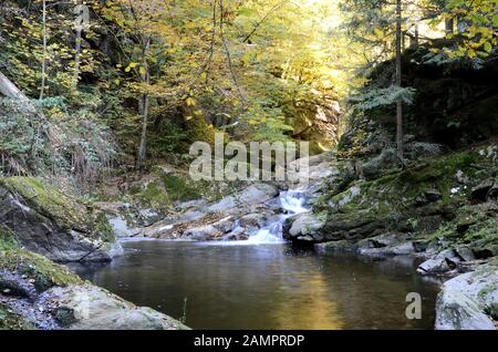 Pesenbachtal in Oberösterreich - der Pesenbach ist ein kleiner Fluss in der Region Mühlviertel, der in die Donau fließt. Stockfoto