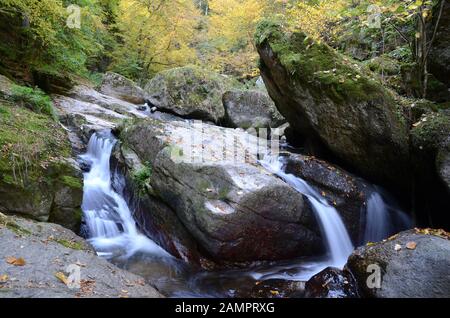 Pesenbachtal in Oberösterreich - der Pesenbach ist ein kleiner Fluss in der Region Mühlviertel, der in die Donau fließt. Stockfoto