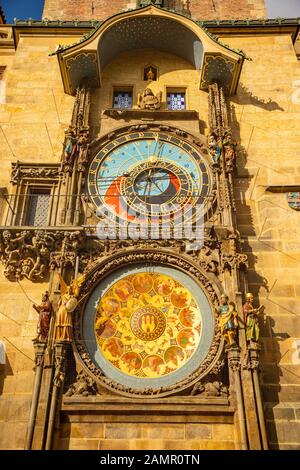 Astronomische Uhr oder Orloj in der Prager Altstadt in Tschechien Stockfoto