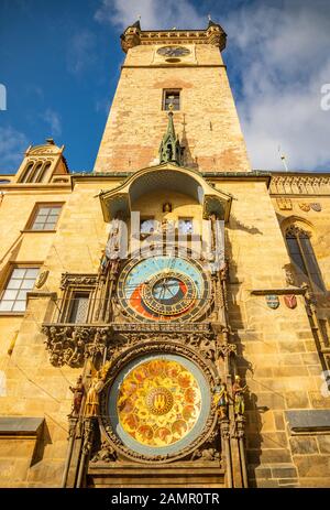 Astronomische Uhr oder Orloj in der Prager Altstadt in Tschechien Stockfoto