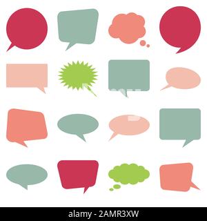 Sprachblasen in Vintage-Farbe eingestellt. Bunte Textrahmen Stock Vektor