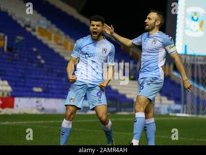 Birmingham, Großbritannien. Januar 2020. FA Cup Dritte Runde: Coventry City gegen Bristol Rovers Maxime Biamou aus Coventry City feiert sein Tor. Credit: Simon Bissett/One Up Top/Alamy Live News Stockfoto