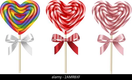 Herzförmige Lollipops zum valentinstag Stock Vektor