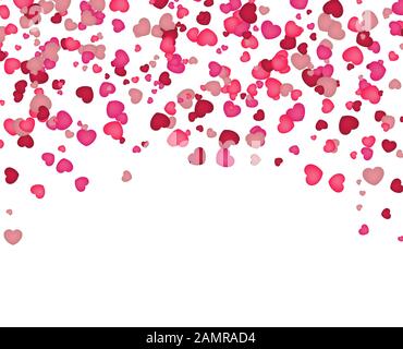 Alles gute zum Valentinstag. Hintergrund aus roten und rosafarbenen Herzen, die vom Himmel fallen. Vektorgrafiken Stock Vektor