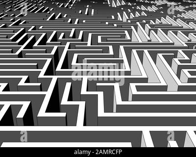 Riesiges und endloses Labyrinth von Wänden Stock Vektor