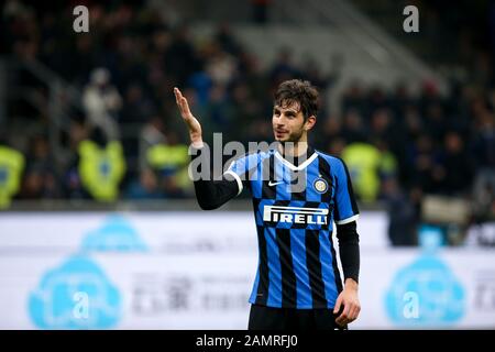 Mailand, Italien. Januar 2020. Andrea Ranocchia (fc internazionale) Glücksbringer während Inter vs Cagliari, italienische TIM-Cup-Meisterschaft in Mailand, Italien, 14. Januar 2020 Kredit: Unabhängige Foto-Agentur/Alamy Live News Stockfoto