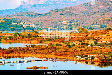 Porto Rotondo in Golfo Aranci an der Costa Smeralda Sardinien Italien Reflex Stockfoto