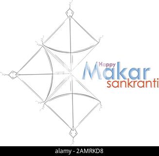 Makar Sankranti Festival of India/Grußkarte des Designs mit Kite Stock Vektor