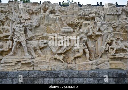 Dayu Myth Park Bassrelieffung. Wuhan, China Stockfoto