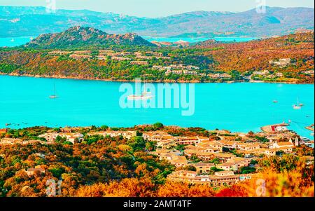 Porto Rotondo auf Golfo Aranci an der Costa Smeralda auf Sardinien in Italien Reflex Stockfoto