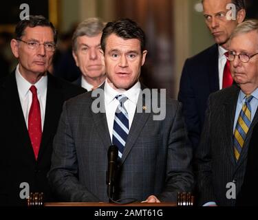 Washington DC, USA. 14. Januar 2020 - Washington, DC, Vereinigte Staaten: US-Senator Todd Young (R-IN) spricht auf der Pressekonferenz des republikanischen Senats Caucus. (Foto von Michael Brochstein/Sipa USA) Credit: SIPA USA/Alamy Live News Stockfoto