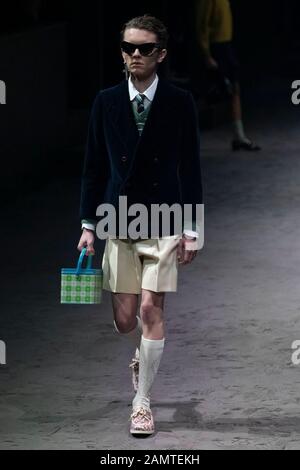 Mailand, Italien. Januar 2020. Gucci Herbst/Winter 2020/2021 Start- Und Landebahn während der Mailänder Fashion Week Men'Äôs Januar 2020 - Mailand, Italien 14.01.2020 weltweite Nutzung Credit: Dpa/Alamy Live News Stockfoto