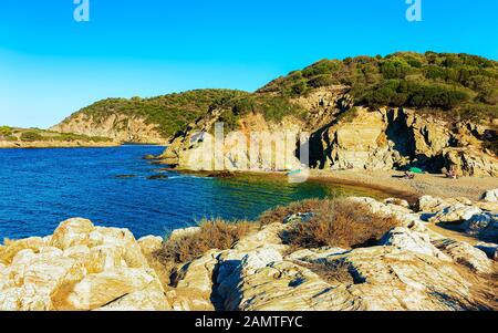 Chia Strand am Mittelmeer Sardinien Reflex Stockfoto