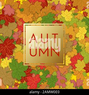 Herbsthintergrund mit bunten Blättern. Herbst-Saisonplakate mit Herbstlaub. Abstrakt bunt fallende Blätter hintergrund. Vektorgrafiken. Stock Vektor
