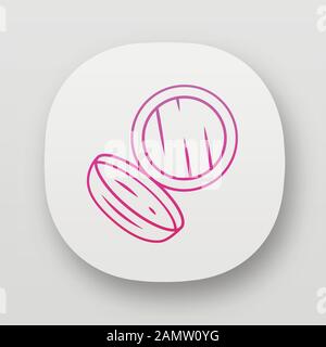 App-Symbol für Gesichtspulver, Spülkoffer. UI/UX-Benutzeroberfläche. Frauen Gesichts-Makeup-Attribut. Web- oder mobile Anwendung. Vektor-isolierte Abbildung. Person Stock Vektor