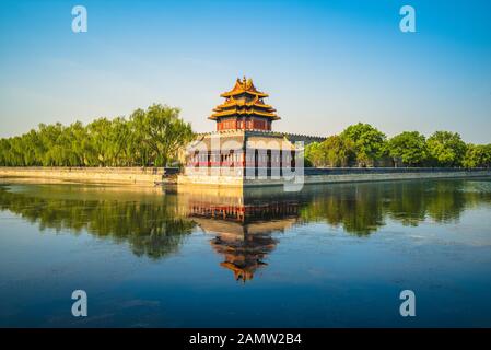 Ecke Turm an der Verbotenen Stadt, Peking, China Stockfoto