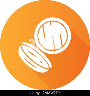 Pinsel mit Pinsel mit Plandesign und langer Schatten-Glyphe. Kompakte Darstellung der pushschen Vektor-Silhouette. Make-up-Attribut, persönliches kosmetisches Werkzeug. Fem Stock Vektor