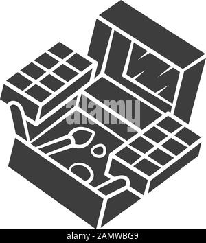 Kosmetikbox, Symbol für Werkzeugsatz Glyphe. Feminine Mode Accessoire Silhouette Symbol. Negatives Leerzeichen. Professioneller Makeup Artist Equipment Vector isoliert Stock Vektor