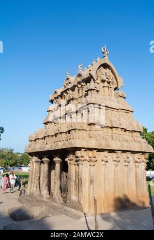 Mahabalipuram, Tamil Nadu, Südindien, 3. von Janury, 2020: Ganesha ratha Tempel Stockfoto
