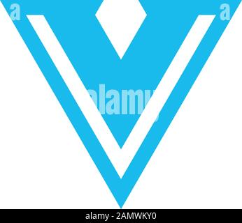 V Letter- oder Pfeil-Logo-Design. Vorlage für einen Pfeil mit geometrischem Dreieck. IT-Geschäftsidentitätskonzept. Kreative Unternehmensvorlage. Bestandsvektor Stock Vektor