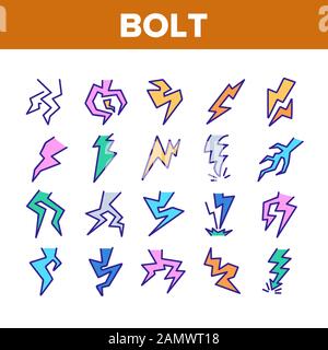 Blitz Blitz Blitz Blitz Sammlung Symbole Set Vektor Stock Vektor