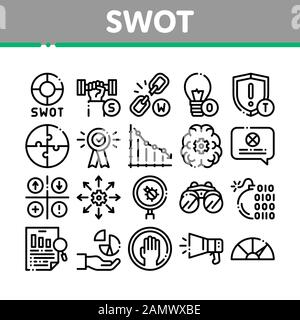 Swot Analysis Strategy Collection Icons Set Vector Stock Vektor