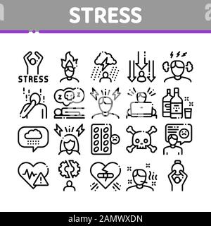 Symbole Für Stress Und Depression Collection Setzen Den Vektor Stock Vektor
