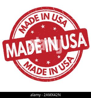 Hergestellt in den USA mit einem Schild oder Stempel auf weißem Hintergrund, Vektorgrafiken Stock Vektor