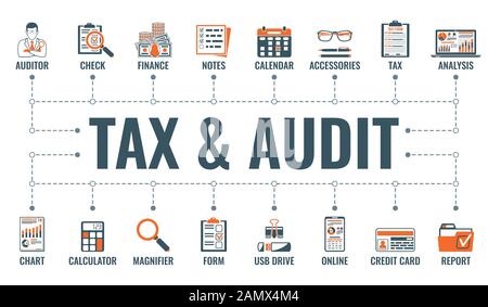 Wirtschaftsprüfung, Steuern, Buchhaltungsbanner Stock Vektor