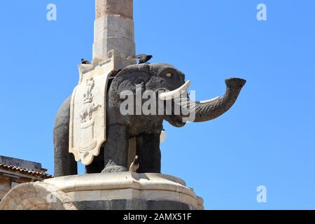 Catania-Elefantenstatue. Fontana dell'Elefante Stockfoto