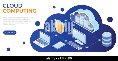 Die Cloud Computing-Technologie Isometrische Stock Vektor